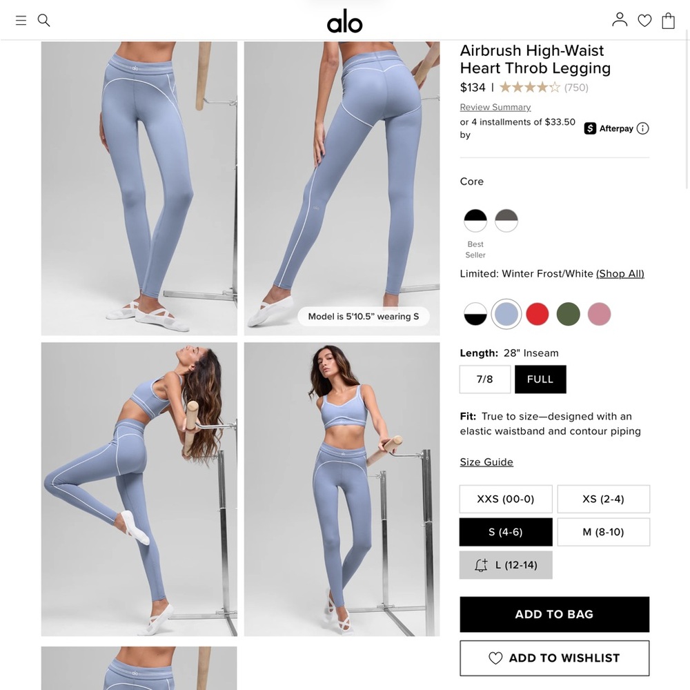 Alo Winter Frost/white Airbrush High-Waist 7/8 Heart Throb Legging